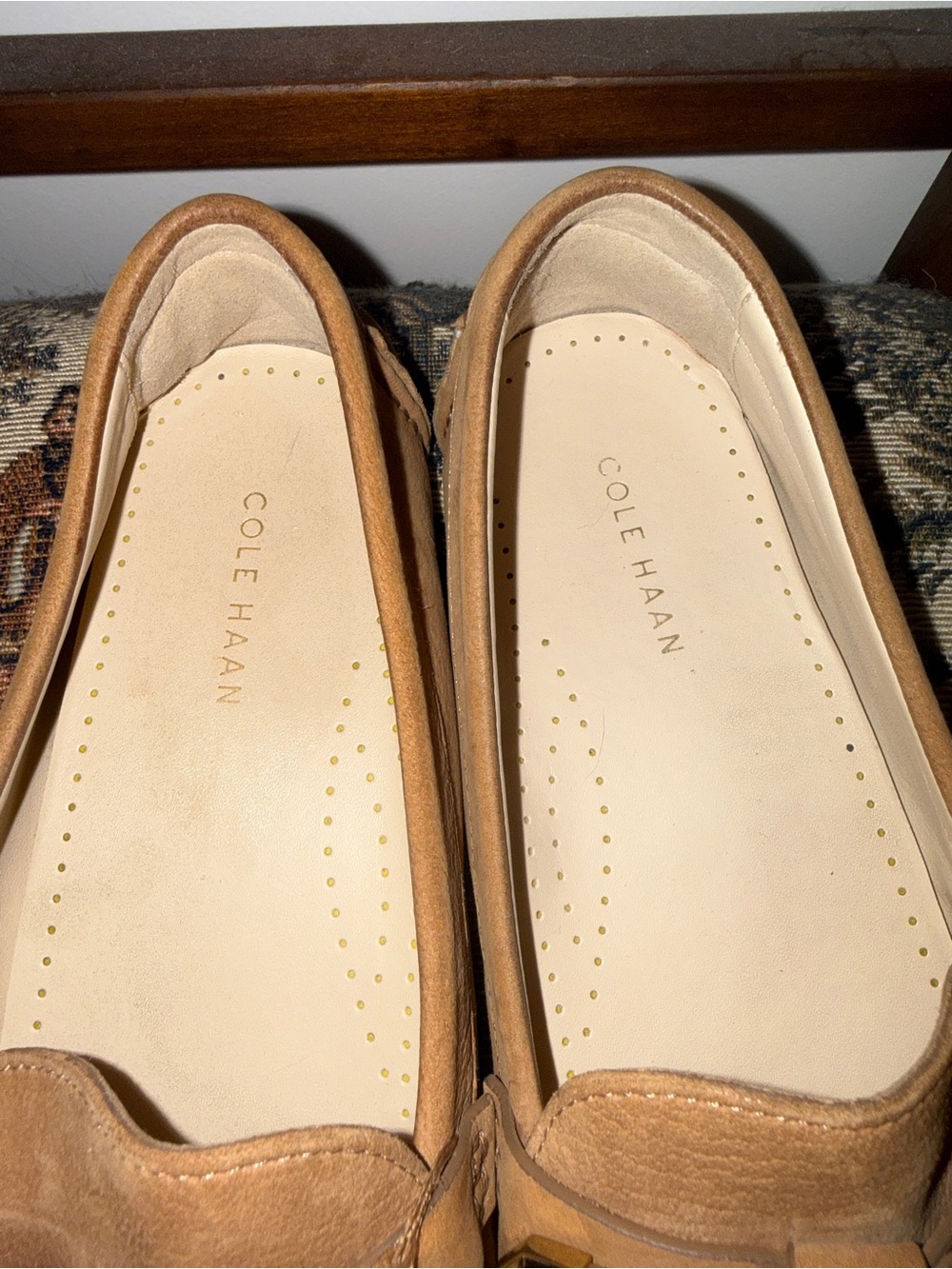 Cole Haan Evelyn Bow Driver Loafers Birch Beige Nubuck Suede Women’s 7B - Picture 12 of 16